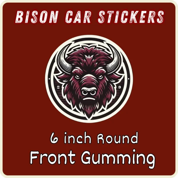 "Premium Bison Car Sticker - 6-inch round design showcasing the unyielding Bison Spirit, perfect for OTA Chennai officer cadets and enthusiasts."