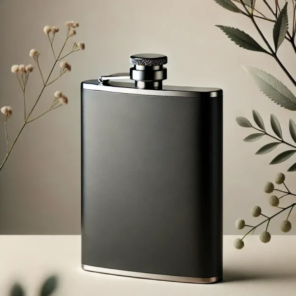 Personalized 9oz black hip flask with custom engraving for course name, IC number, insignia, logo, or image. Ideal for personal and bulk orders.